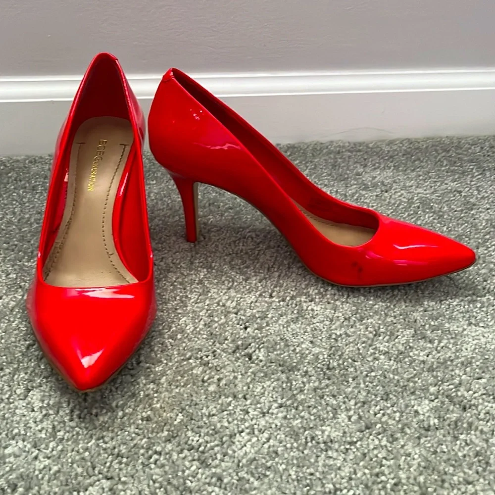 Red BCBGeneration Pointed Toe Heels - Picture 3 of 4